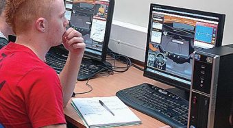 Student using the Autofault application